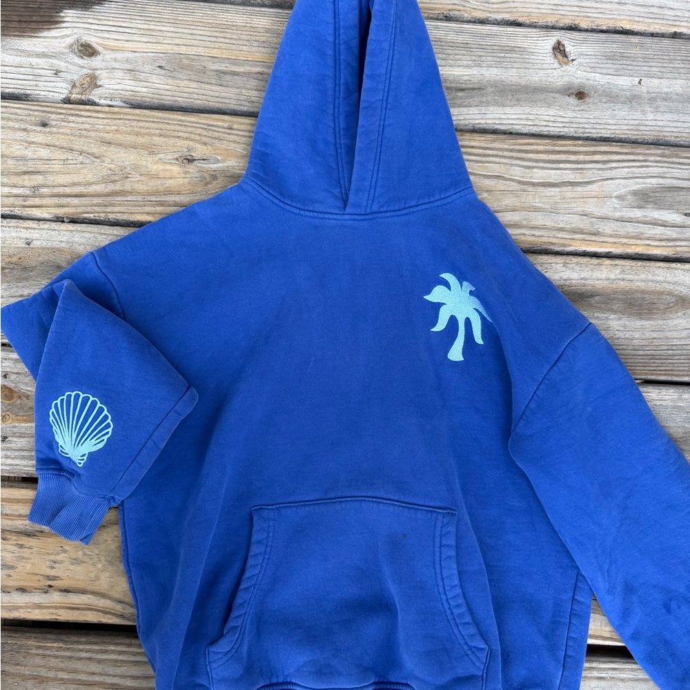 Pink Palm Puff Hisbsicus hoodie size small
